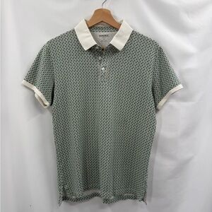 Bonobos Slim Fit Cotton Palm Tree Print Polo Shirt in Ivory/Green/Brown | Medium